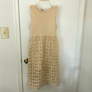Zara cream pattern dress